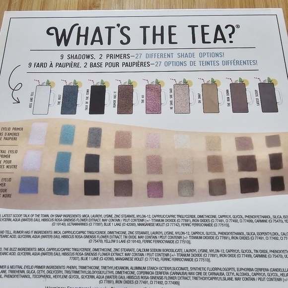 New "What's the Tea?" Eye Shadow Palette by The Balm, 2 Primers and 9 Shades - Picture 4 of 6